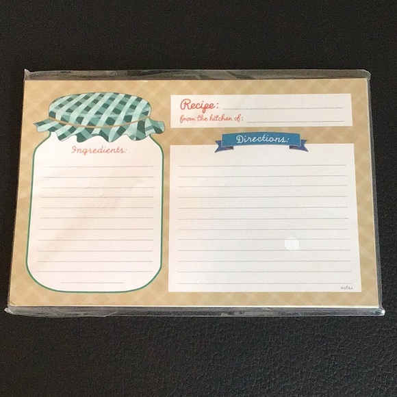 Other - Mason Jar Recipe Cards  1 pack of 20 cards. size 4x6 New Unopened